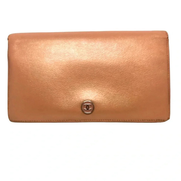 Chanel long wallet REFURBISHED in champagne pink - Picture 1 of 15
